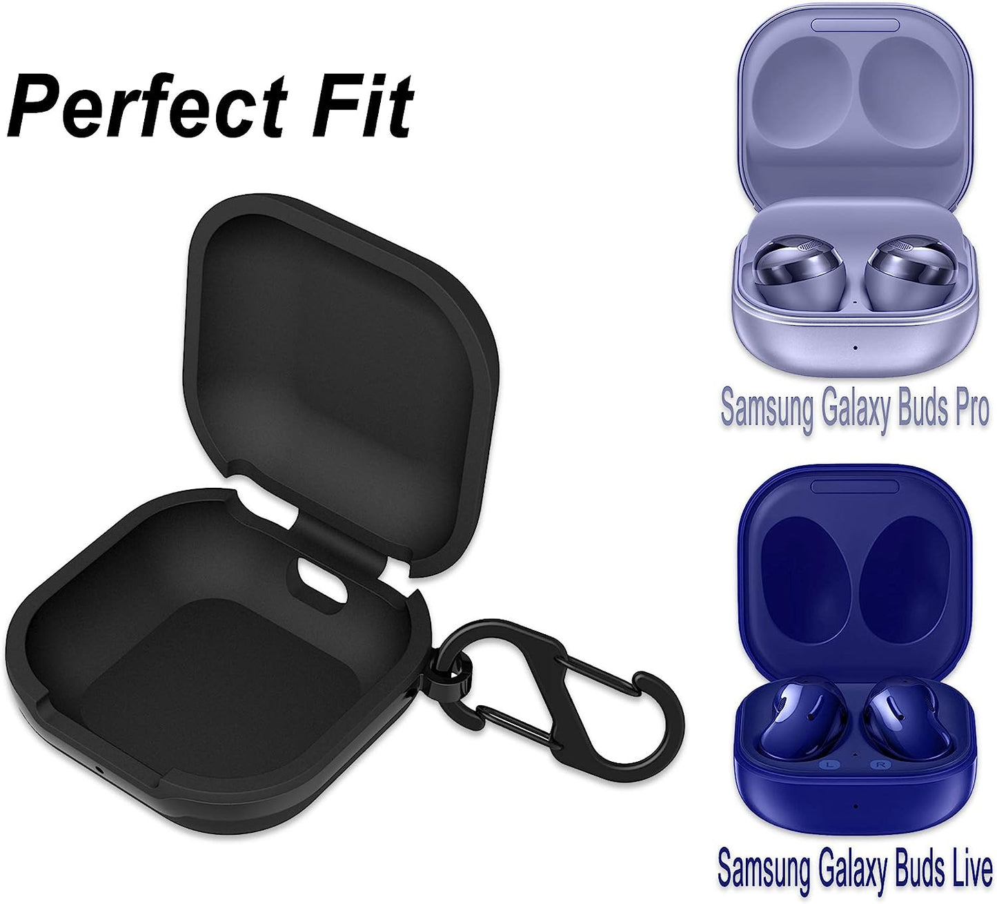 Naomo Compatible with Galaxy Buds Pro/Galaxy Buds Live Silicone Carrying Case, Portable Scratch Shock Resistant Cover (Buds Live/Black)  Naomo   