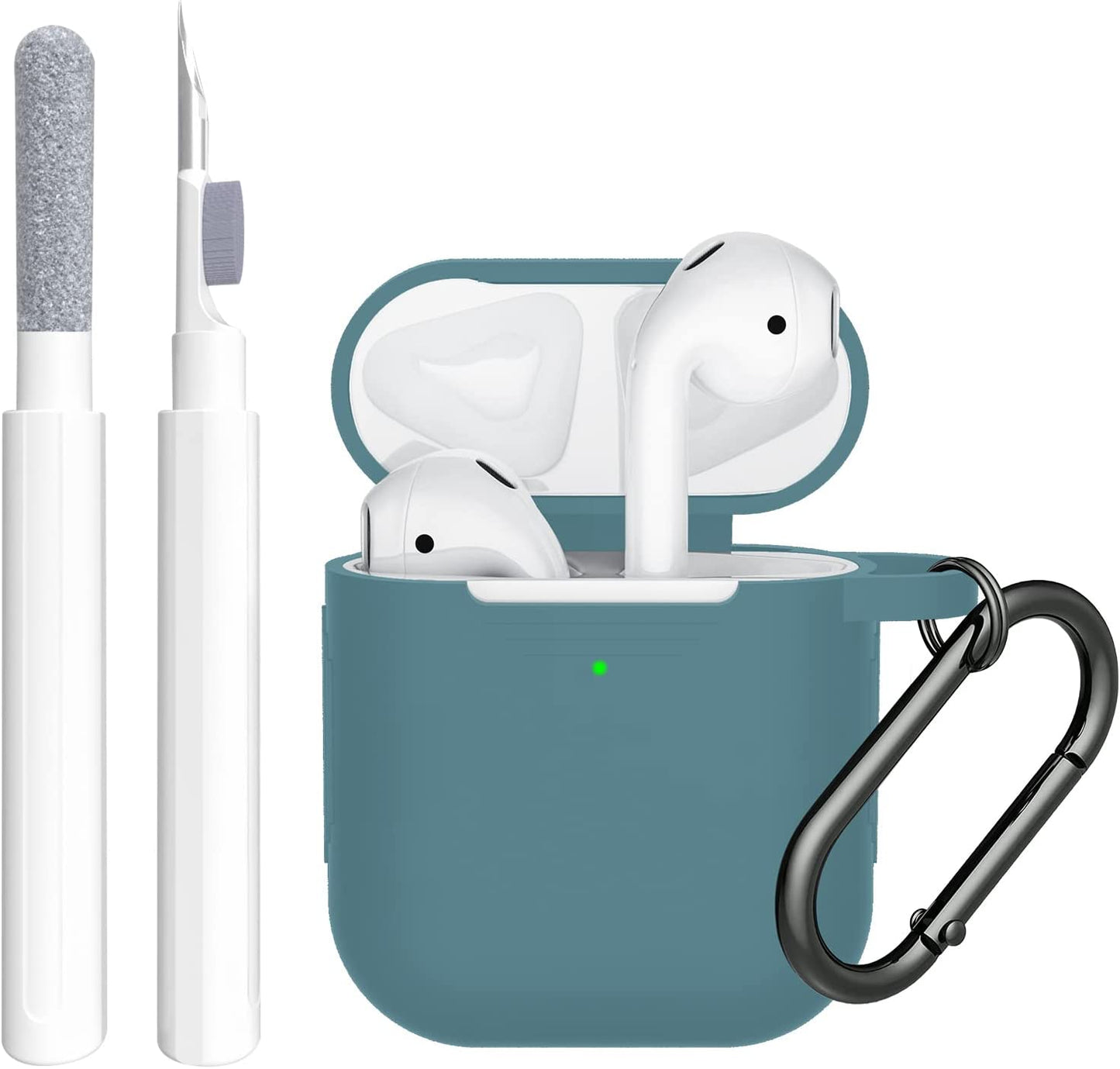 SUPFINE (2 in 1) for Airpod Case Cover, Soft Silicone Protective and Airpod Cleaner Kit Compatible with Airpods 2Nd Generation Charging Case (Bean Pink)  SUPFINE Midnight Green  