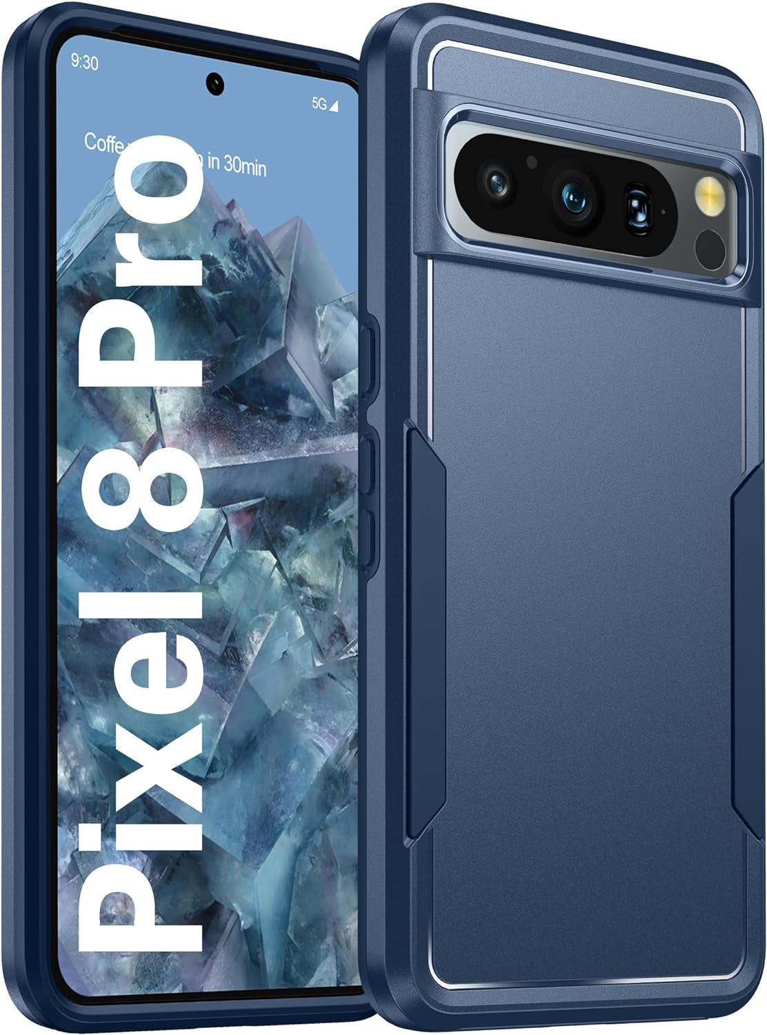 Oterkin for Google Pixel 8 Case Clear, [20X Anti-Yellowing] Pixel 8 Case with [2Pcs Tempered Glass Screen Protector][Built-In 4 Airbags][10Ft Military Protection] Google Pixel 8 Phone Case (Clear)  Oterkin Blue Google Pixel 8 Pro Case 