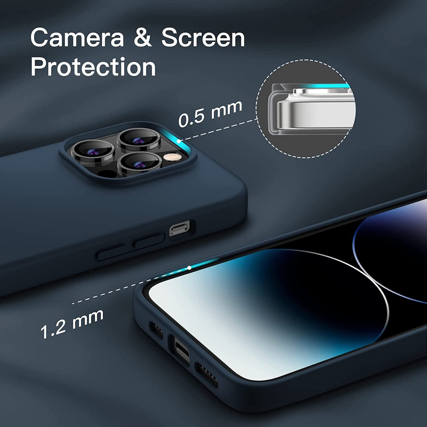 Jetech Silicone Case for Iphone 14 Pro 6.1-Inch (NOT for Iphone 14 Pro Max 6.7-Inch), Silky-Soft Touch Full-Body Protective Phone Case, Shockproof Cover with Microfiber Lining (Navy)  JETech   