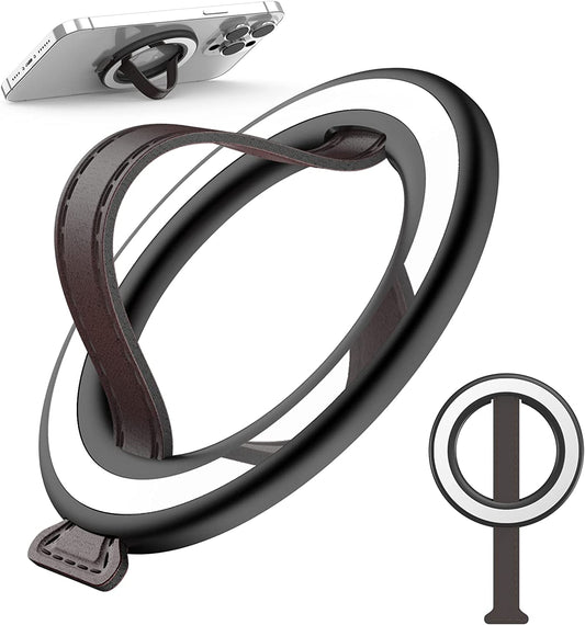 SUPMEGA Phone Grip, Phone Ring Holder with Leather Loop Finger Grip and Kickstand, Sticky Comfortable Slim Phone Finger Holder for All Phones  SUPMEGA   