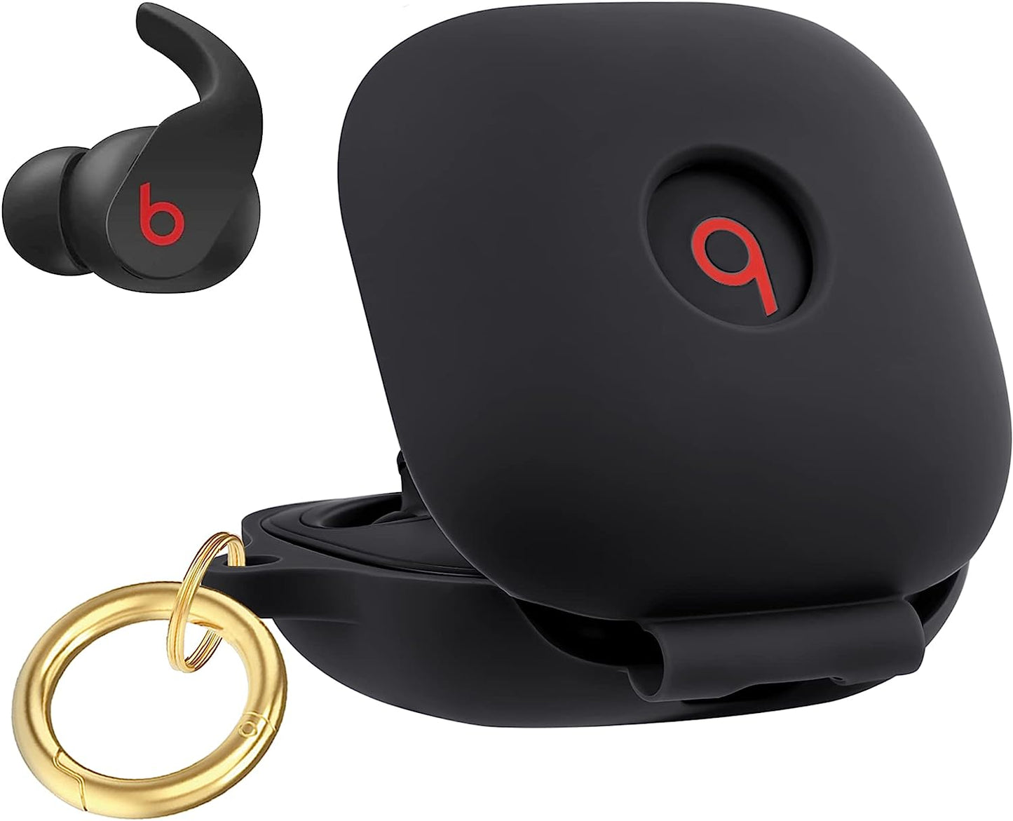 Beats Fit Pro Case Cover, Gawnock Soft Silicone Leopard Print Case for Apple Beats Fit Pro 2021 Shockproof Protective Earbuds Case with Keychain for Women Girl (Light Green Leopard/Cheetah)  Gawnock Black  