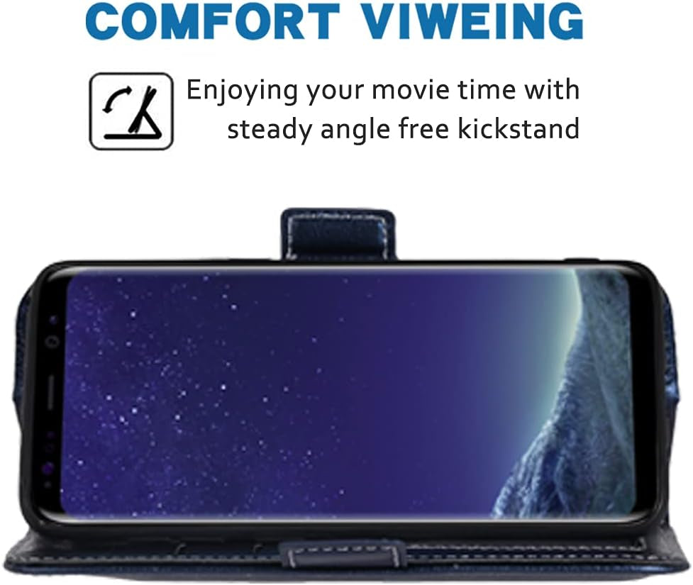 Asuwish Compatible with LG V35 Thinq V30 plus Wallet Case Wrist Strap Lanyard Leather Flip Cover Card Holder Stand Cell Accessories Phone Cases for LGV30 LGV35 LG30 LG35 V30 35 V30+ V30S H931 Blue  Asuwish   