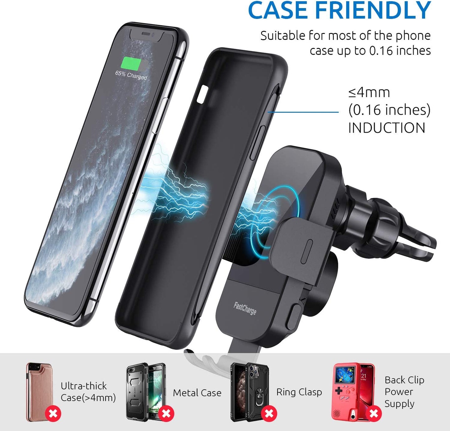 Wireless Car Charger, Chgeek 15W Fast Charging Auto Clamping Car Charger Phone Mount Phone Holder Fit for Iphone 14 13 12 11 Pro Max Xs, Samsung Galaxy S23 Ultra S22 S21 S20, S10+ S9+ Note 9, Etc  CHGeek   