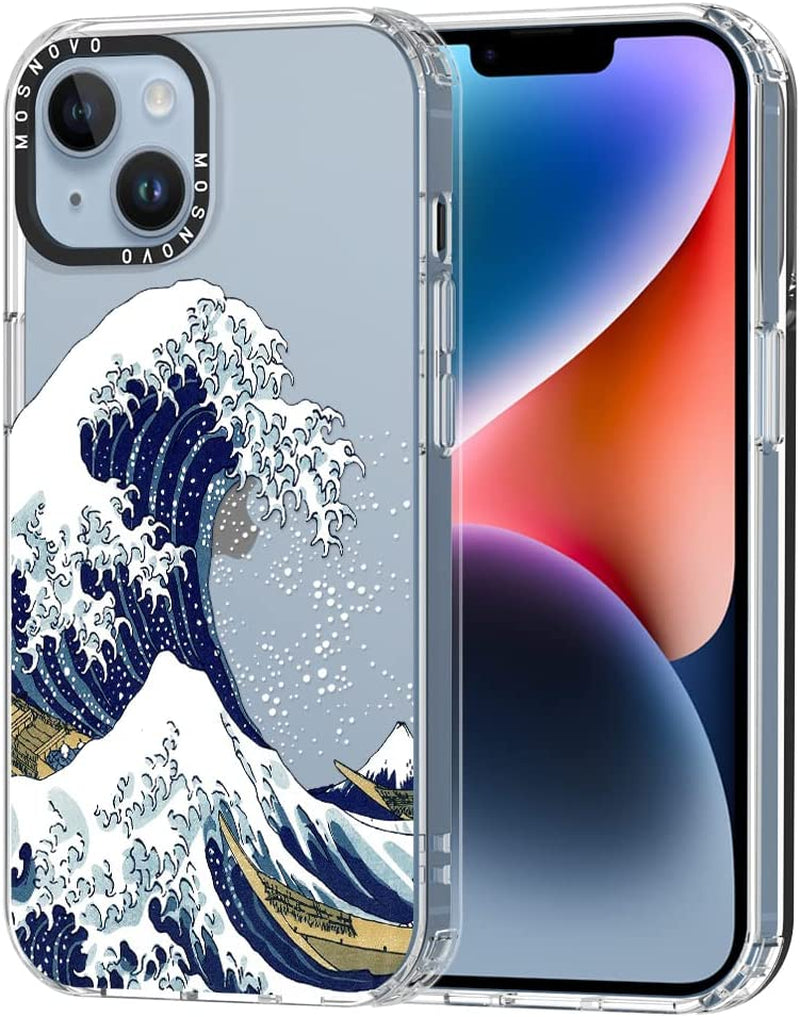 MOSNOVO Compatible with Iphone 14 Case, [Buffertech 6.6 Ft Drop Impact] [Anti Peel off Tech] Clear TPU Bumper Phone Case Cover with Cute Black Cat in Garden Designed for Iphone 14 6.1"  MOSNOVO Tokyo Wave  