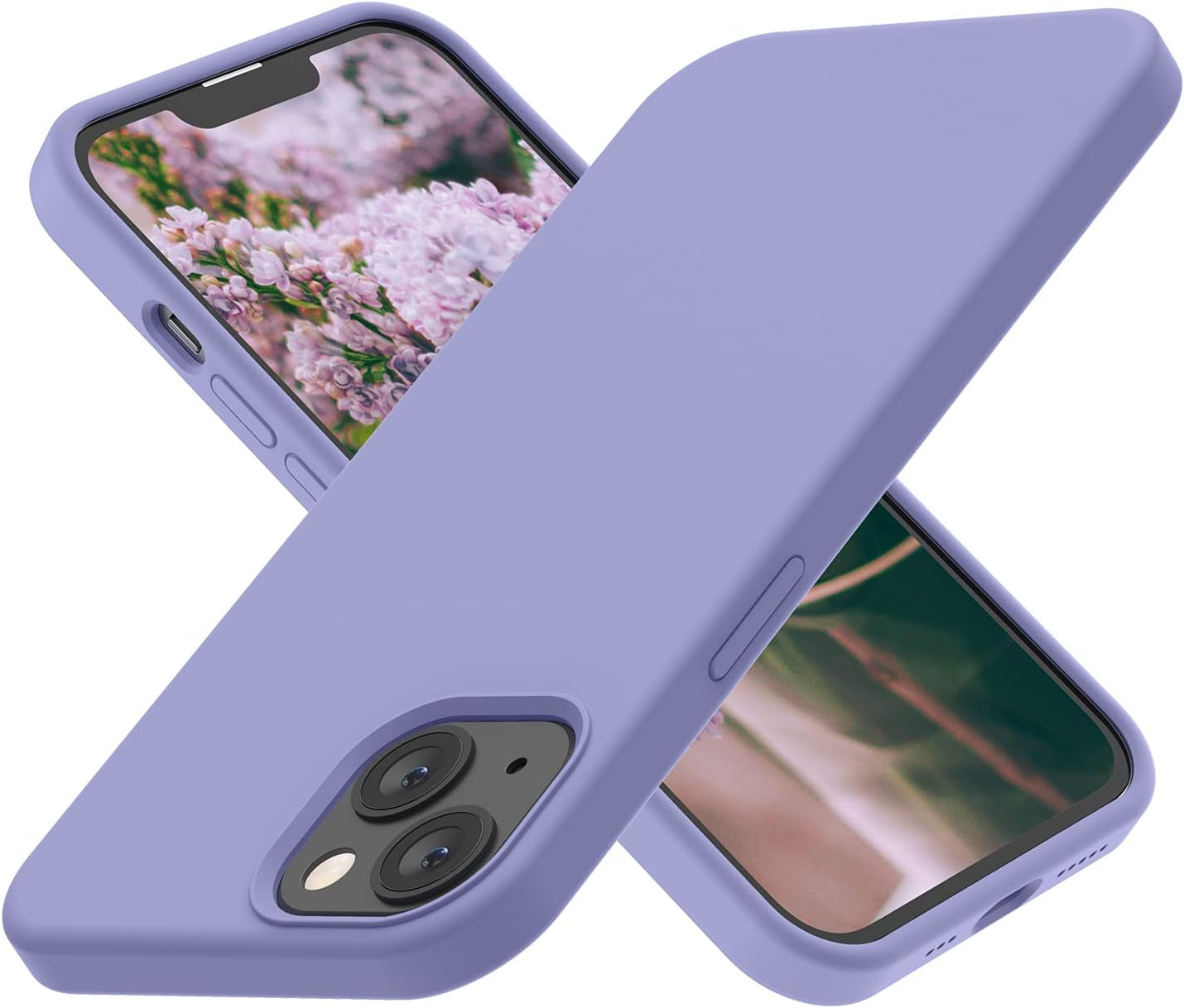 ABITKU Compatible with Iphone 13 Case 2021, Liquid Silicone Soft Gel Rubber Full Coverage Body [With Screen & Camera Protection] Shockproof Drop Phone Case Cover 6.1 Inch (Pink)  ABITKU Clove Purple  