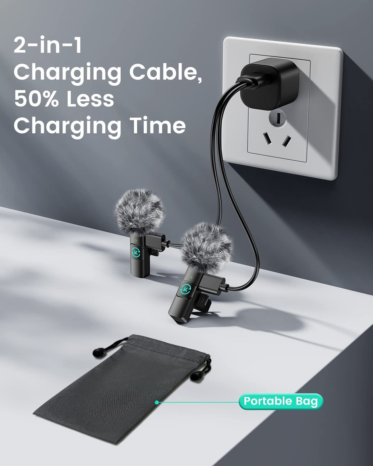 Kingwell Wireless Lavalier Microphone for Iphone, 2 Mini Lapel Microphones with Clearer Audio for Video Recording, Interview, Vlog (Black)  Kingwell   