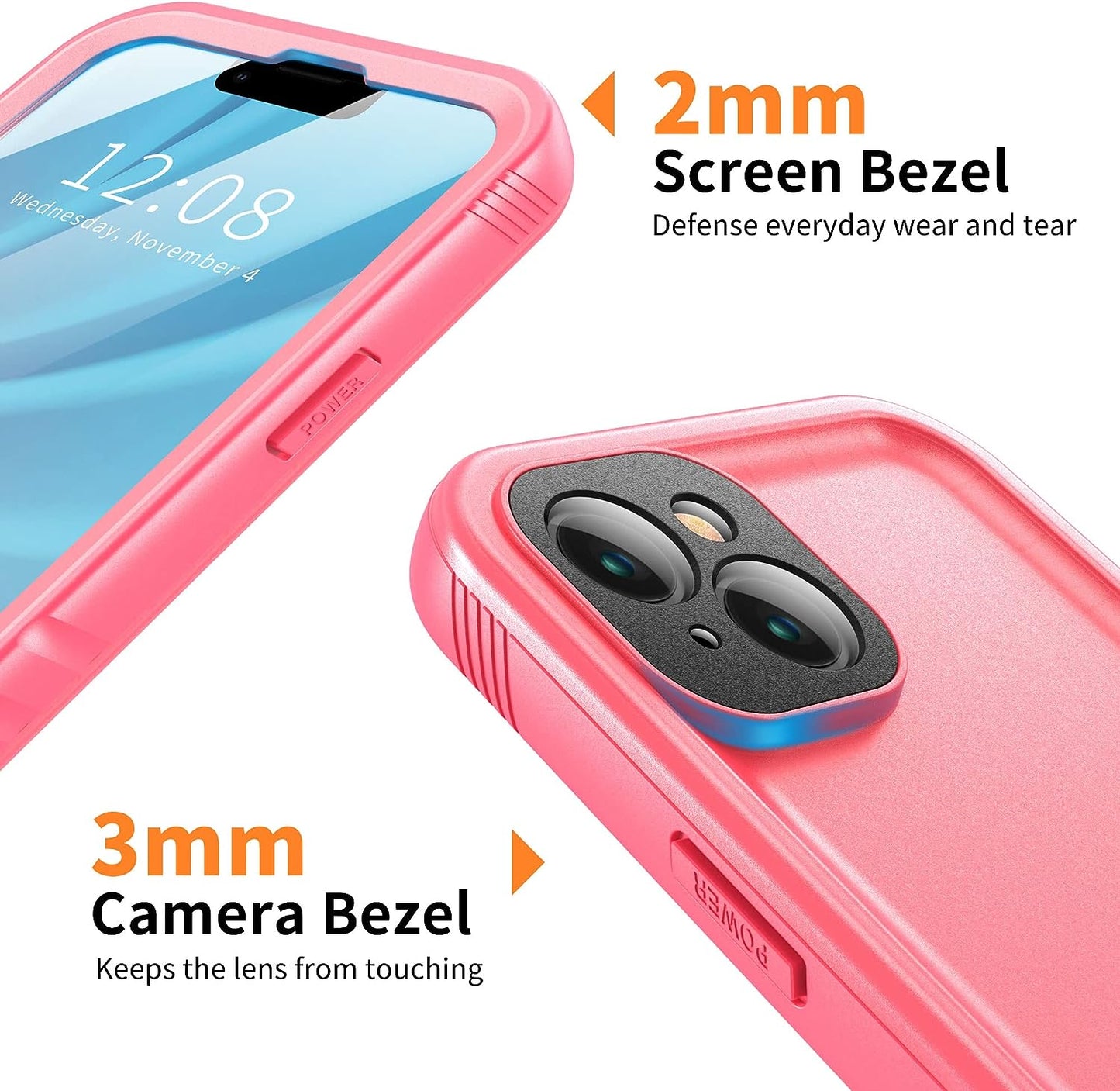 Cozycase Compatible with Iphone 14 plus Waterproof Case - Full Body Shockproof Dustproof Dropproof Built in Screen Protector Rugged Waterproof Case for Iphone 14 plus 6.7 Inch Pink  Cozycase   