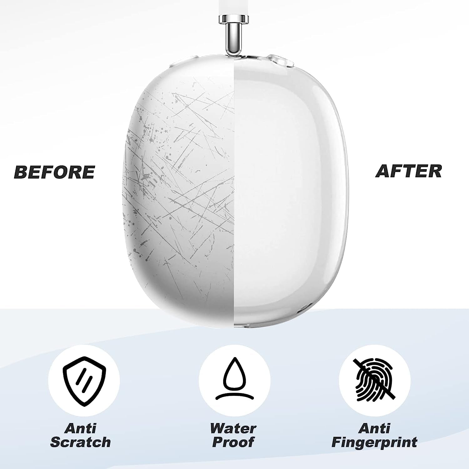 Foweroty Case Cover for Airpods Max, Soft TPU Clear Anti-Scratch Protective Cover for Airpod Max, Transparent Accessories Skin Protector for Airpods Max Headphones (Clear)  Foweroty   