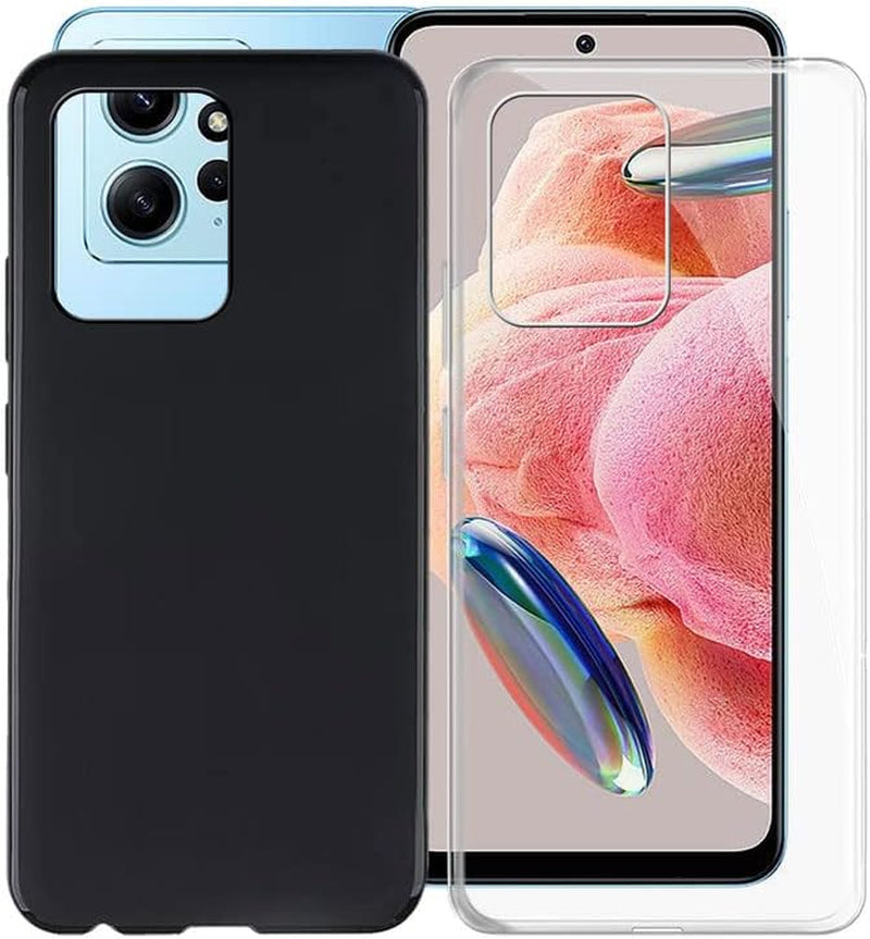 KJYFOANI Case for Xiaomi Redmi Note 12 4G, Shockproof Bumper Cover 360° Drop Protection Shell Full Body Ultra-Thin Soft Silicone Phone Case for Xiaomi Redmi Note 12 4G (6.67") - Black & Clear  KJYFOANI   