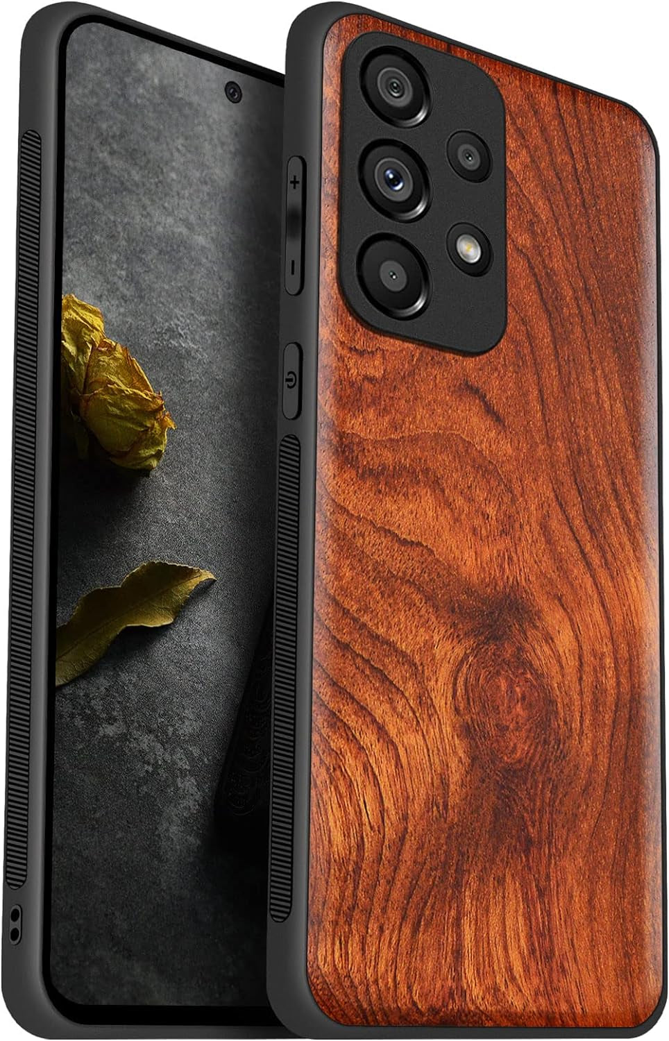 Carveit Wood Case for Samsung Galaxy A53 5G Case [Natural Wood & Black Soft TPU] Shockproof Protective Cover Unique & Classy Wooden Case Compatible with Galaxy A53 5G Case (Natural Wood-Blackwood)  Carveit Rosewood A53(5G)-Rosewood 