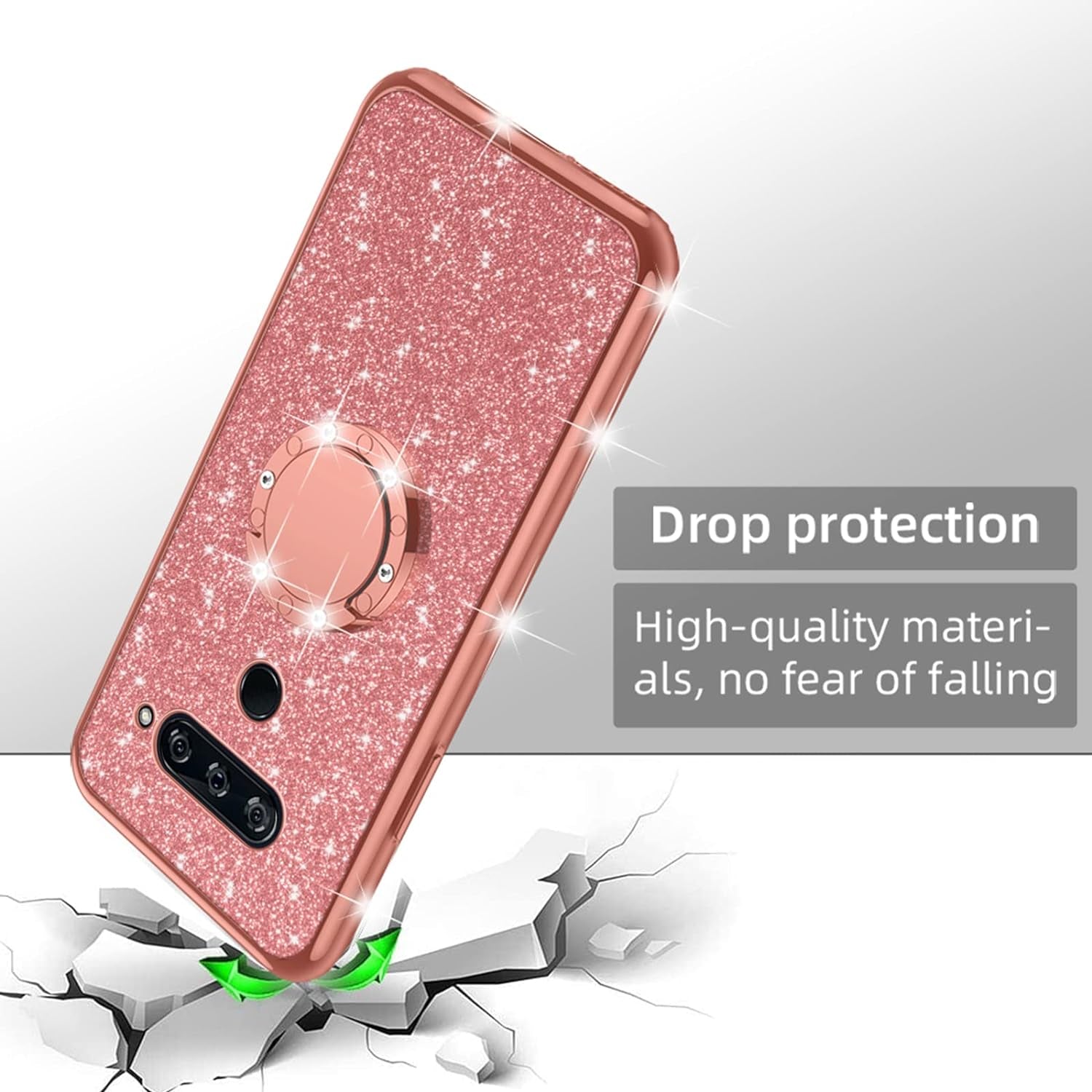 Nancheng for LG V40 Thinq Case (2018), Case for LG V40 Women Glitter Cute Luxury Soft TPU Silicone Clear Cover with Stand Bumper Shockproof Full Body Protection Phone Case - Rose Gold  nancheng   
