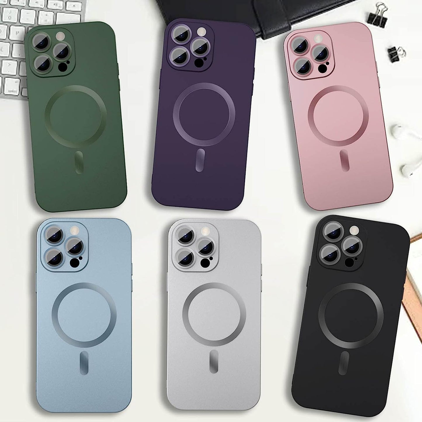 Womdakon Magnetic Case for Iphone 12 Pro Max Phone Case for Women, [Adaptation with Magsafe] Matte Luxury Soft Metallic Luster Design for Iphone 12 Pro Max 6.7'' with Camera Protector-Green  Womdakon   