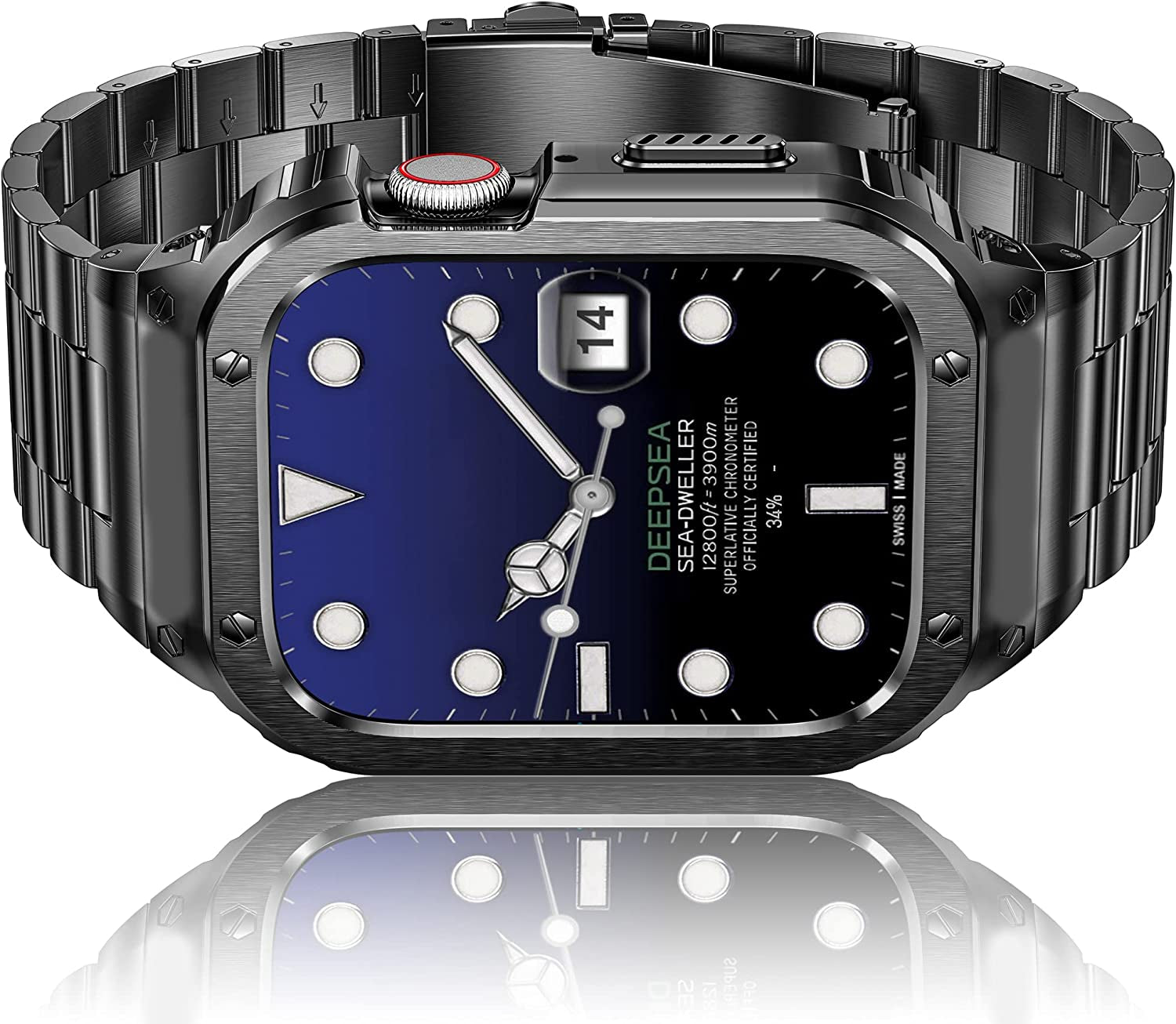 Amznew Stainless Steel Apple Watch Band with Case Compatible with Apple Watch Ultra 49Mm 8/7(45Mm/41Mm) 6/5/4/Se(44Mm/40Mm) 3/2/1(42Mm/38Mm), Iwatch Bands and Protective Cover for Men  Amznew Grey 45mm 