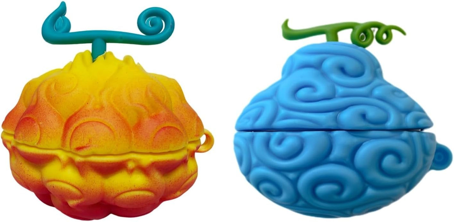 [2 Pack] CASEVERSE Case for Samsung Galaxy Buds2 Pro/Buds 2/Buds Live/Buds Pro, Cute Soft Silicone Anime Protection Charging Cover with Keychain for Boys  CASEVERSE Flame Fruit+Tremor Tremor Fruit  