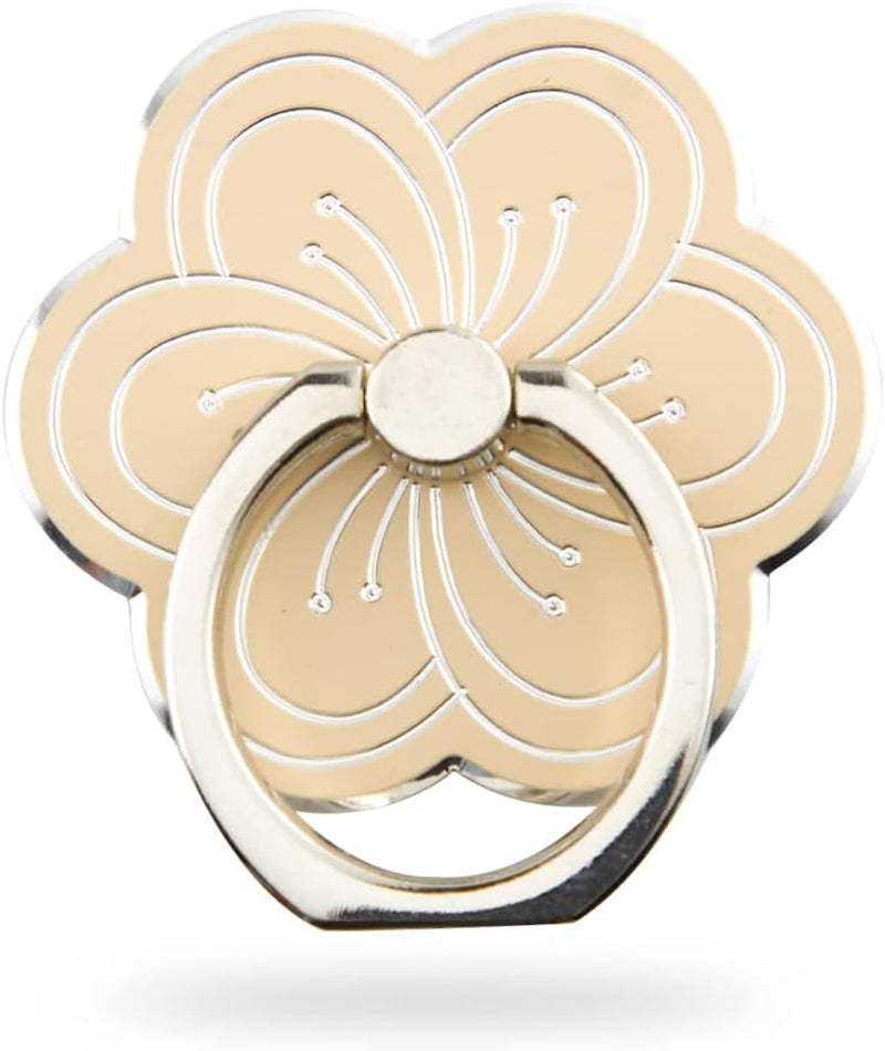 Flower Cell Phone Ring Holder, Zinc Alloy Metal Phone Back Ring Grip for Finger (White)  SUNURS Gold  