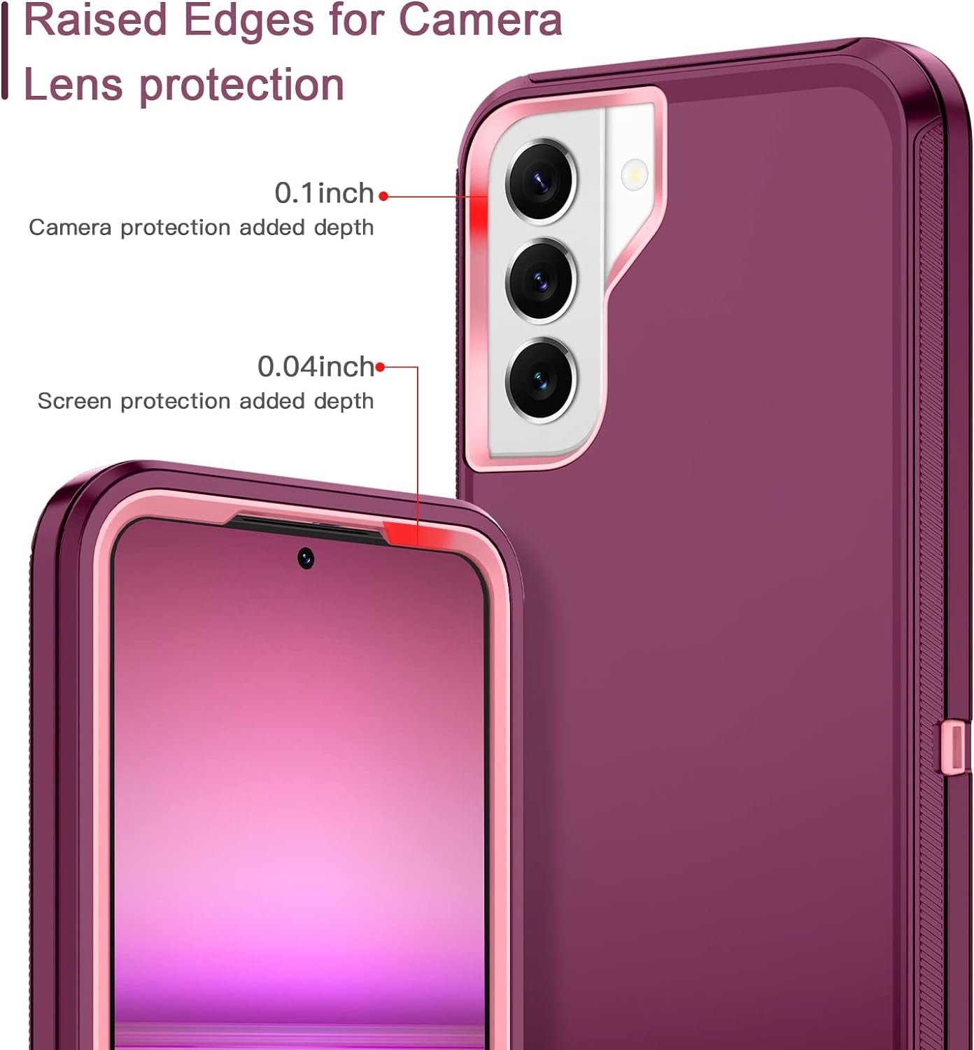 I-HONVA for Samsung Galaxy S22 plus Case, S22 plus Case Shockproof Dust/Drop Proof 3-Layer Full Body Protection [Without Screen Protector] Rugged Heavy Duty Durable Cover Case,Purple/Pink  I-HONVA   