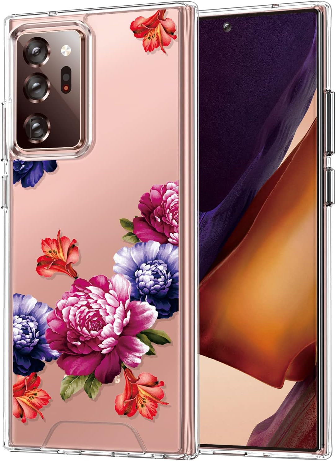 Rayboen for Galaxy Note 20 Ultra Case, Dual Layer Military Grade Shockproof Heavy Duty Protection Cover, Phone Case for Samsung Galaxy Note 20 Ultra 5G - Navyblue  Rayboen C- Peony  