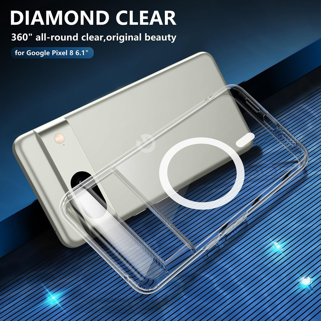 TIANNIUKE Magnetic Case for Google Pixel 8, Translucent Matte Anti-Fingerprint,Compatible with Magsafe,Slim Fit Shockproof Protective Phone Case for Pixel 8 Case (Clear)  TIANNIUKE   