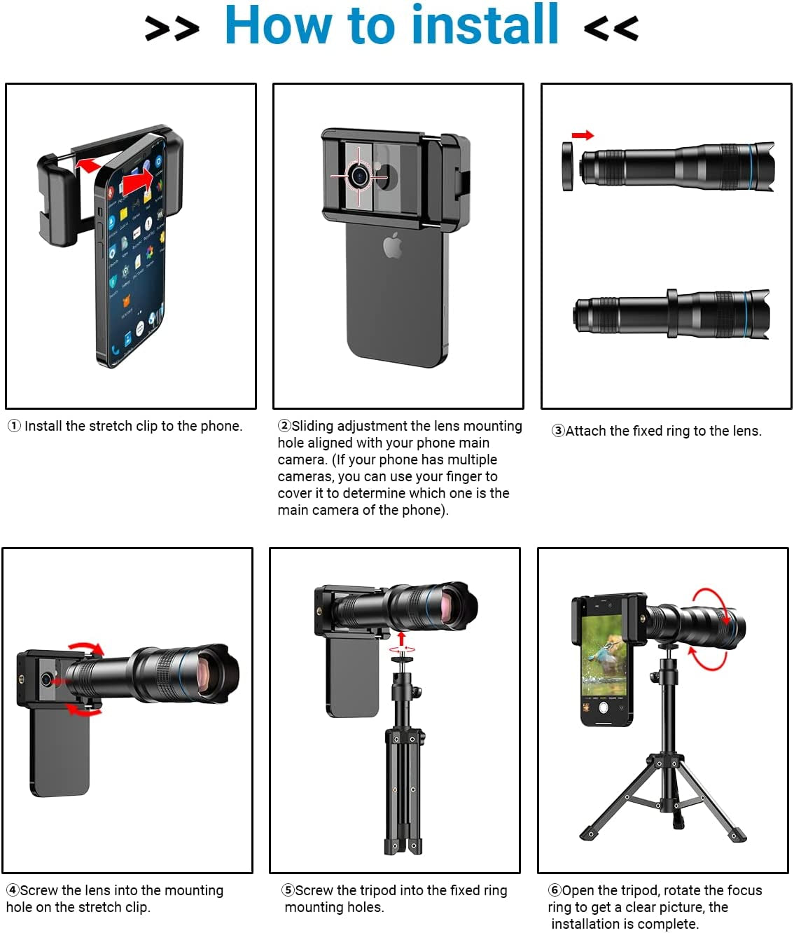 36X Telephoto Lens, High Power HD Telephoto Phone Lens with Tripod and Phone Clip, for Android & Iphone and Almost All Smartphones, Have Fun Shooting  Evil eye   