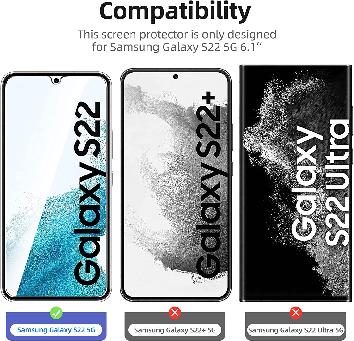 NEW'C [3 Pack] Designed for Samsung Galaxy S22 Screen Protector Tempered Glass, Case Friendly Ultra Resistant  NEW'C   