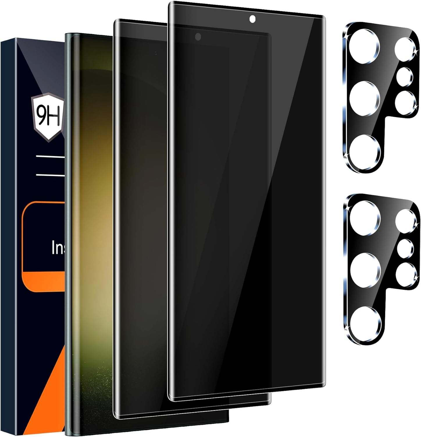 Letosan 2 Pack Galaxy S22 Ultra Privacy Screen Protector, 9H Tempered Glass, Ultrasonic Fingerprint Support, 3D Curved, HD Clear Anti-Spy Film for Samsung S22 Ultra 5G Glass Screen Protector  letosan S23Ultra-6.8Inch-Privacy-Hd10A  