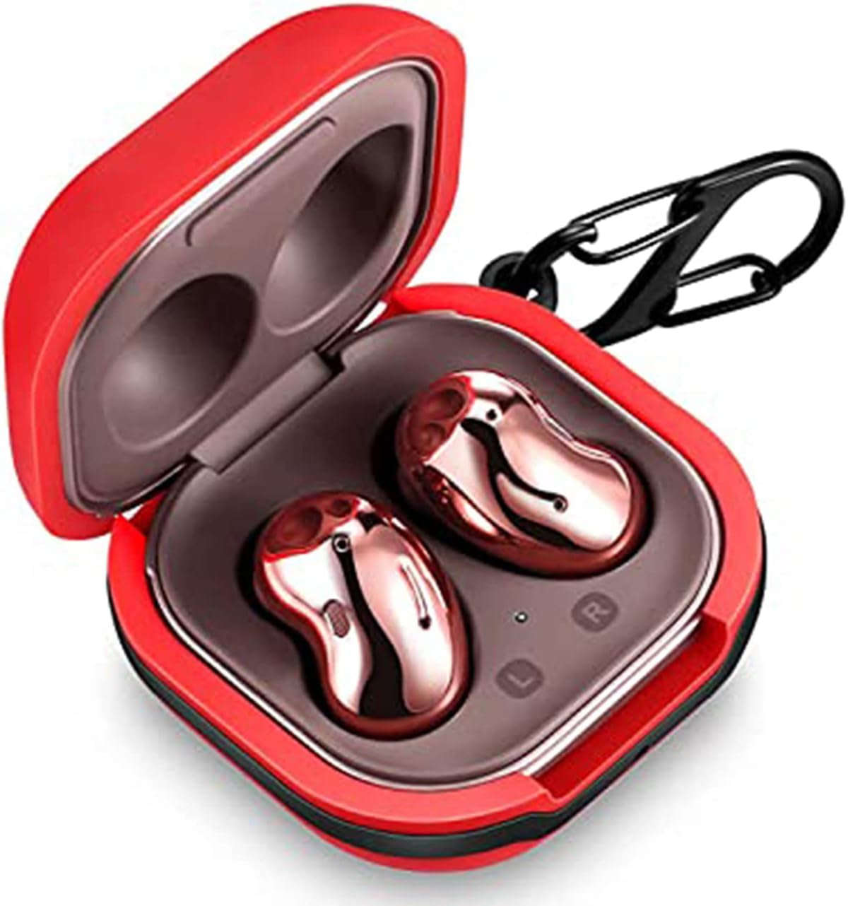 Lizhi for Samsung Galaxy Buds 2 Pro/Galaxy Buds 2/ Galaxy Buds Pro/Galaxy Buds Live, Soft Silicone Skin Cover Shock-Absorbing Protective Case with Keychain, Red  LiZHi   