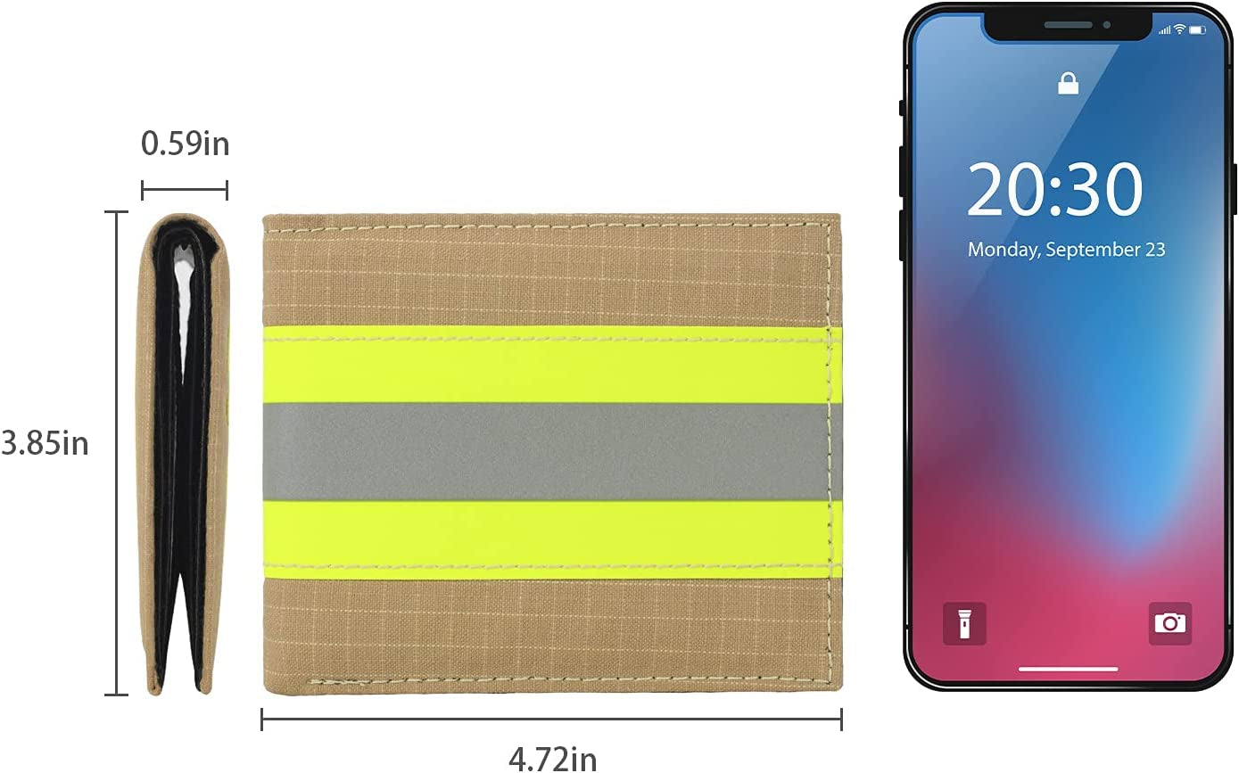 Slim Front Pocket Minimalist Smart Rfid Stitch Wallet for Men & Women, Mens Wallets Credit Card Holder Bifold Mighty Fabric, Inner Leather, Rfid Blocking Firefighter Gear Stripe, Chic Gift Box  ARCTOTTI   