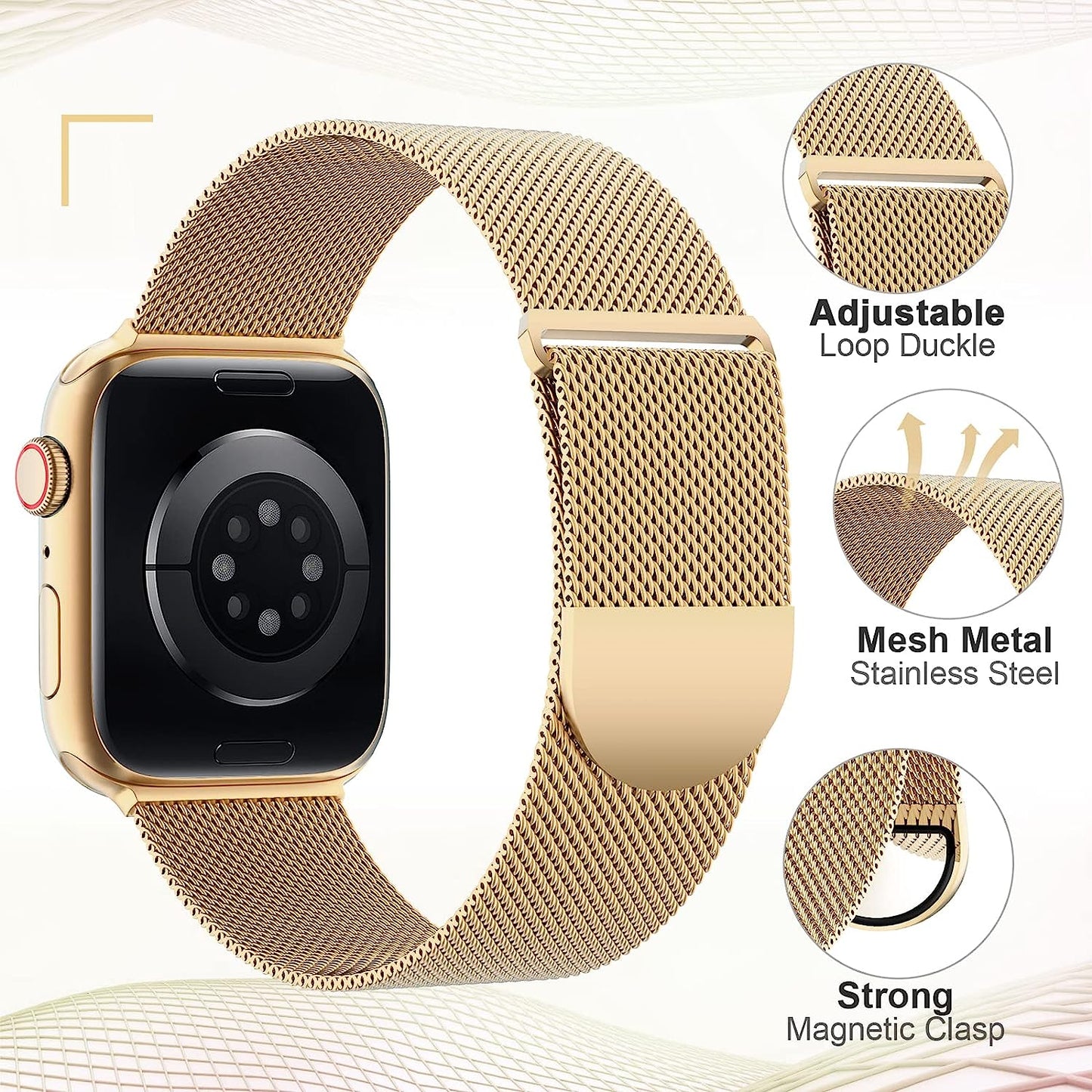 ZALAVER Metal Band Compatible with Apple Watch Bands 38Mm 40Mm 41Mm 42Mm 44Mm 45Mm 49Mm Women Men, Adjustable Magnetic Stainless Steel Mesh Replacement Strap for Iwatch Ultra Series 8 7 6 5 4 3 2 1 SE  ZALAVER   
