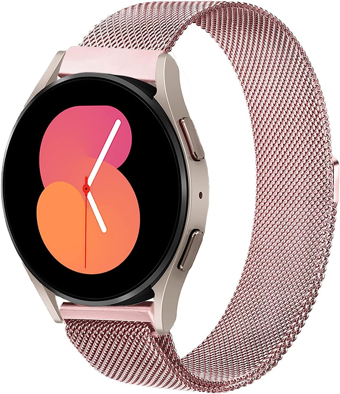 Liwerlly Bands for Galaxy Watch 5/4 Band 40Mm 44Mm/Watch 5 Pro Band, 20Mm Stainless Steel Mesh Replacement Strap Women Men for Samsung Watch 5/5 Pro/ 4 Classic 42Mm/Active 2/3 41Mm  LiWerlly Rose Pink  