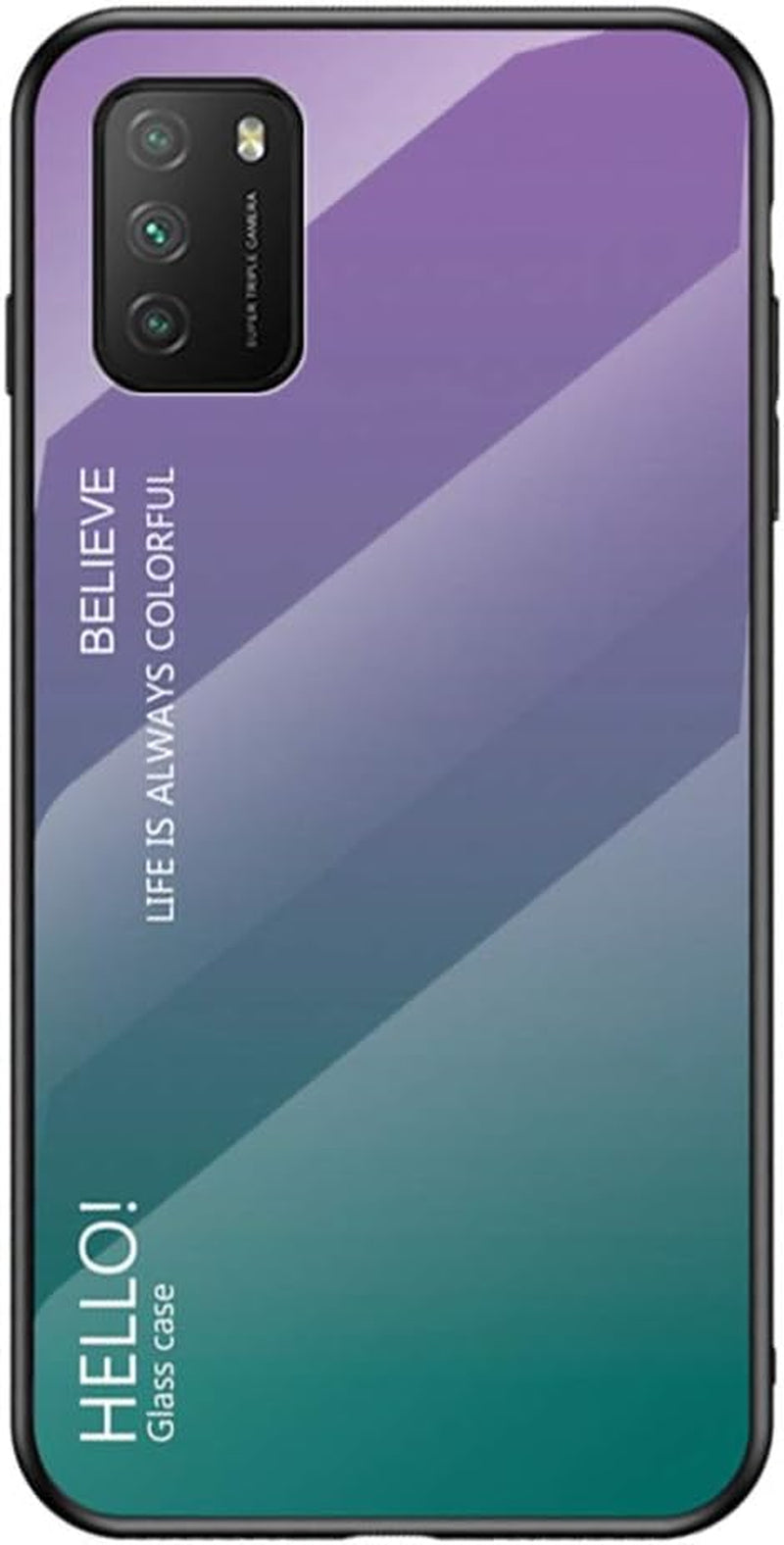 Hicaseer Xiaomi Poco X3 Case,Anti Scratch Gradient Glass Case Back Cover Soft TPU Silicone Shockproof Case for Xiaomi Poco X3 -Purple  Hicaseer Purple Xiaomi Poco M3 6.53" 