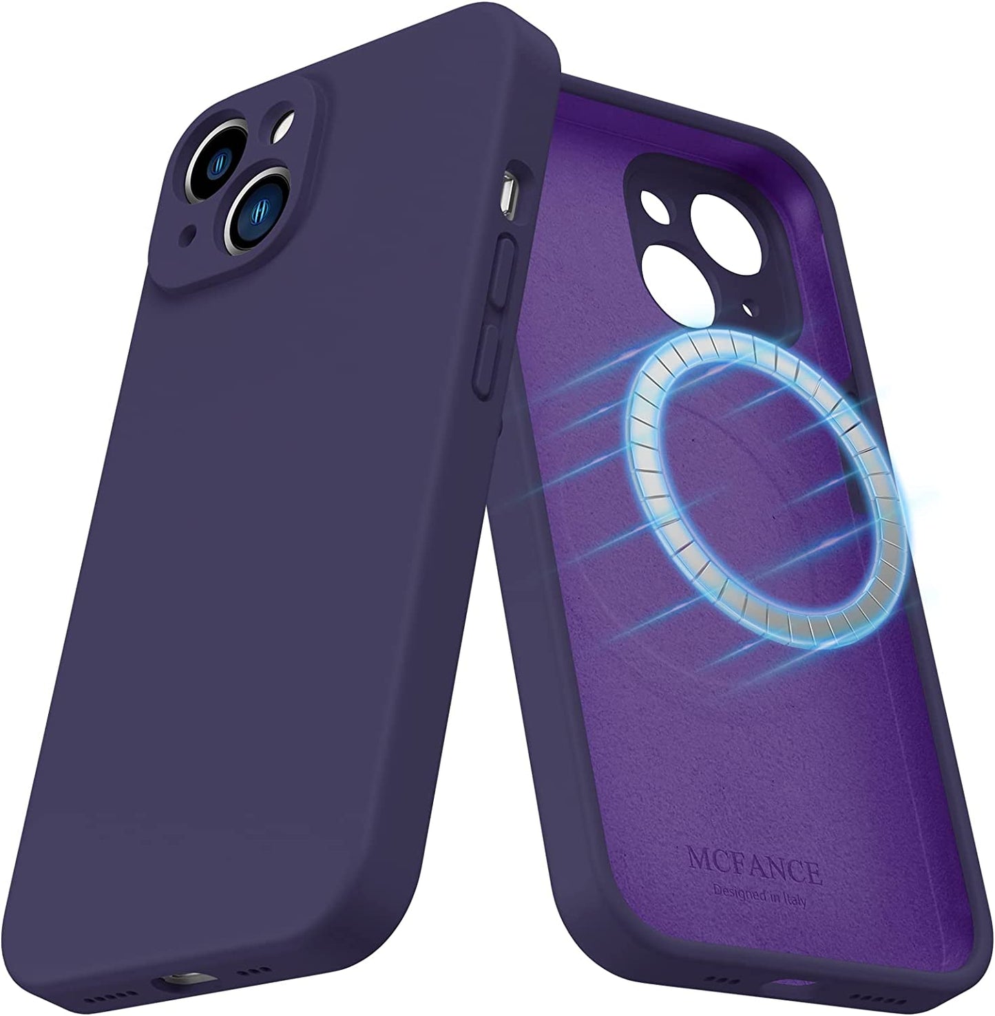 MCFANCE Silicone Magnetic Case for Iphone 14 plus Magsafe Case Silicone Phone Case with Microfiber Lining for Iphone 14 plus 6.7 Inch 2022, Darkgrey  MCFANCE Purple  