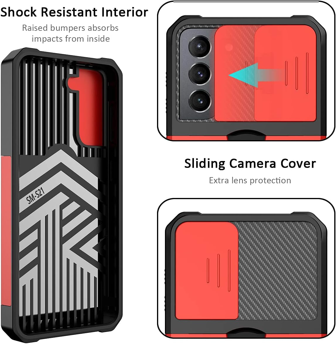 Nvollnoe for Samsung S21 Case with Sliding Camera Cover Heavy Duty Protective Galaxy S21 Case with Card Holder Magnetic Kickstand Case for Samsung S21 5G 6.2 Inch(Red)  Nvollnoe   