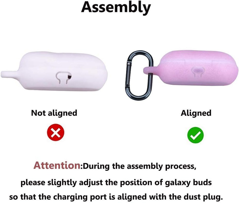 Fironst Silicone Case for Galaxy Buds (Plus), with Carabiner Protective Cover Soft and Shock Resistant Compatible with Fast Wireless Charging for Samsung Galaxy Earbuds & Buds+ 2020 (Glittery Pink)  Fironst   