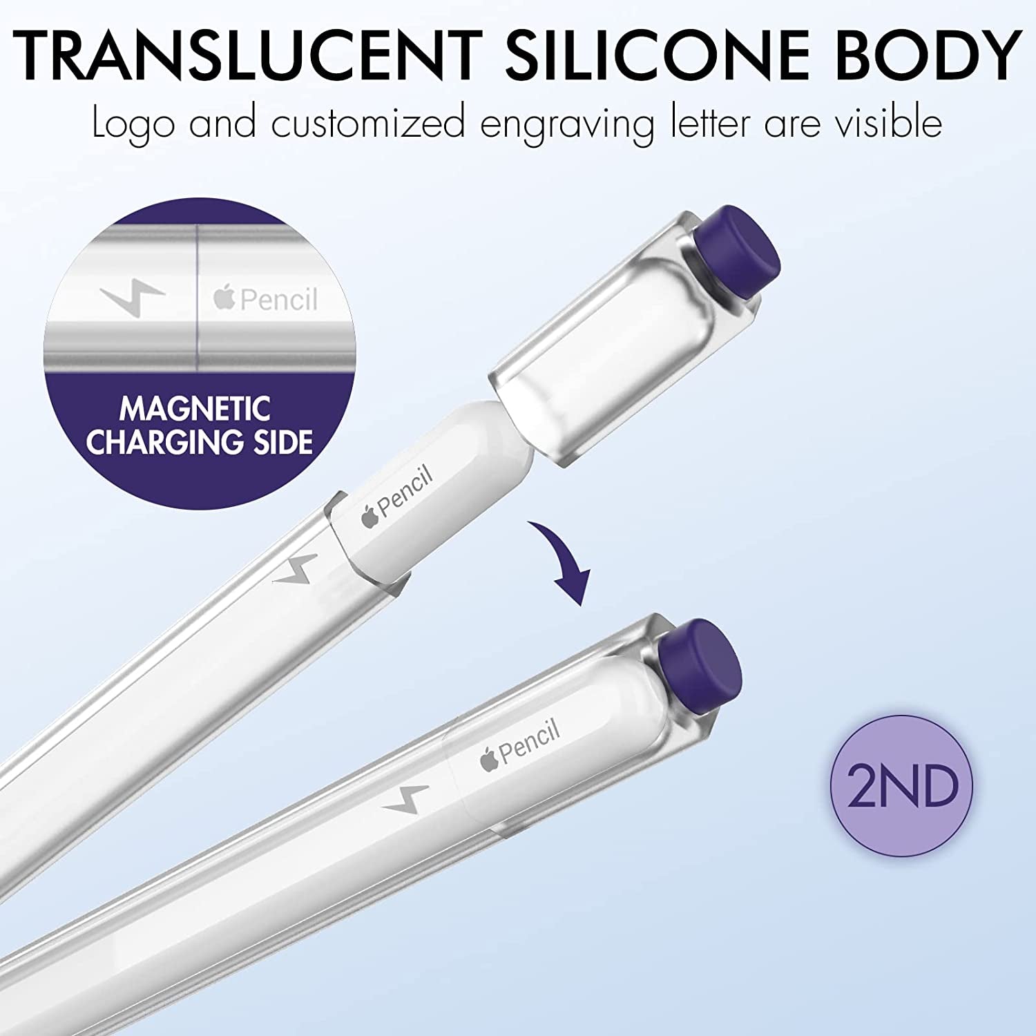 NIUTRENDZ Classic Hexagon Case for Apple Pencil 2Nd Generation Cover Sleeve Skin Accessories Translucent Design Compatible with Magnetic Charging and Double Tap (Apple Pencil 2Nd Generation, Purple)  NIUTRENDZ   