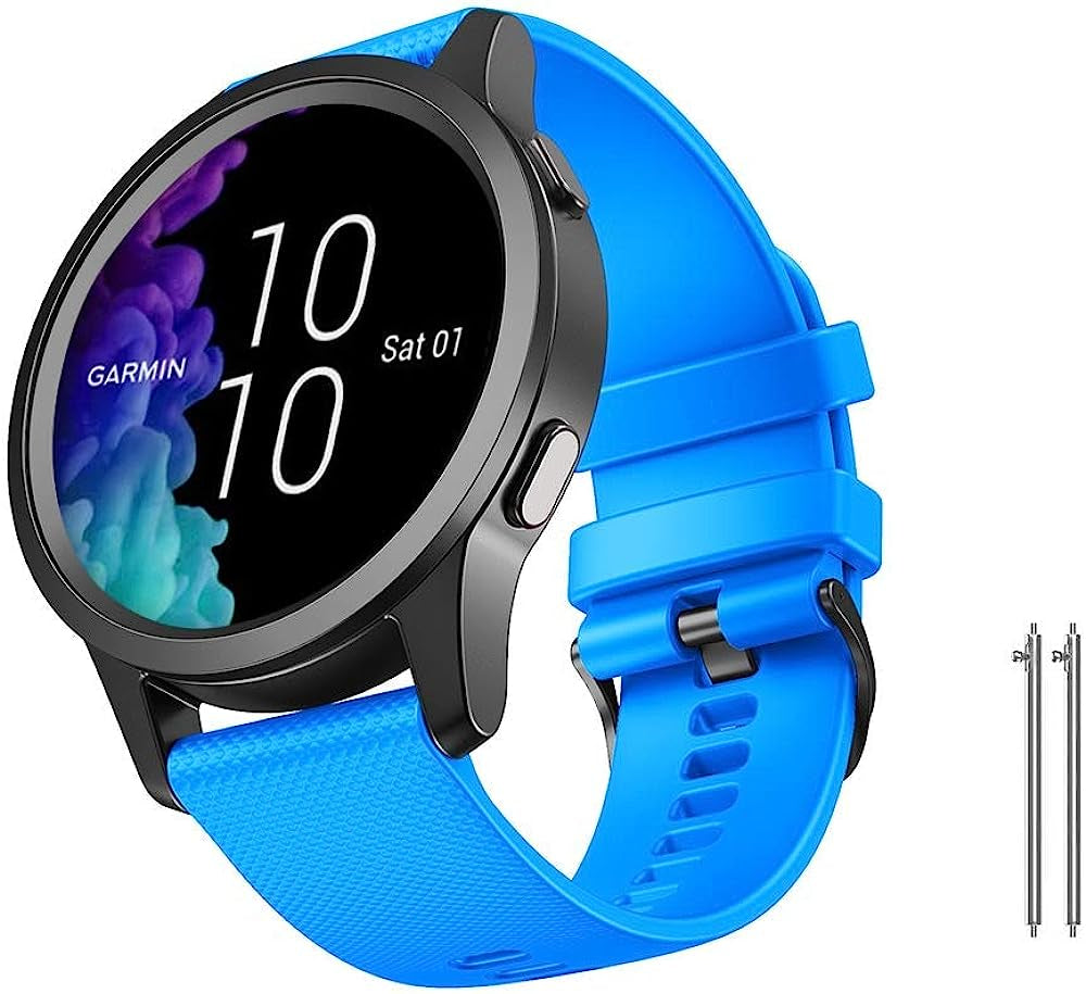 Notocity for Garmin Venu/Venu 2 Plus/Venu Sq/Venu Sq 2/ Vivoactive 3 Watch Band, 20Mm Quick Release Silicone Strap for Forerunner 245/645, Vivoactive HR, Approach S40/S42  NotoCity sky blue Large 
