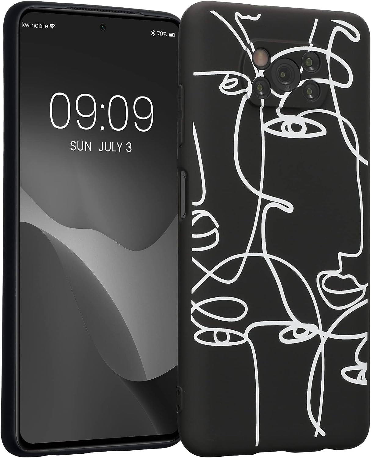 Kwmobile TPU Silicone Case Compatible with Xiaomi Poco X3 Nfc/Poco X3 Pro - Case Soft Cover - Don'T Touch My Phone White/Black  KW-Commerce Abstract Lines 02-01  