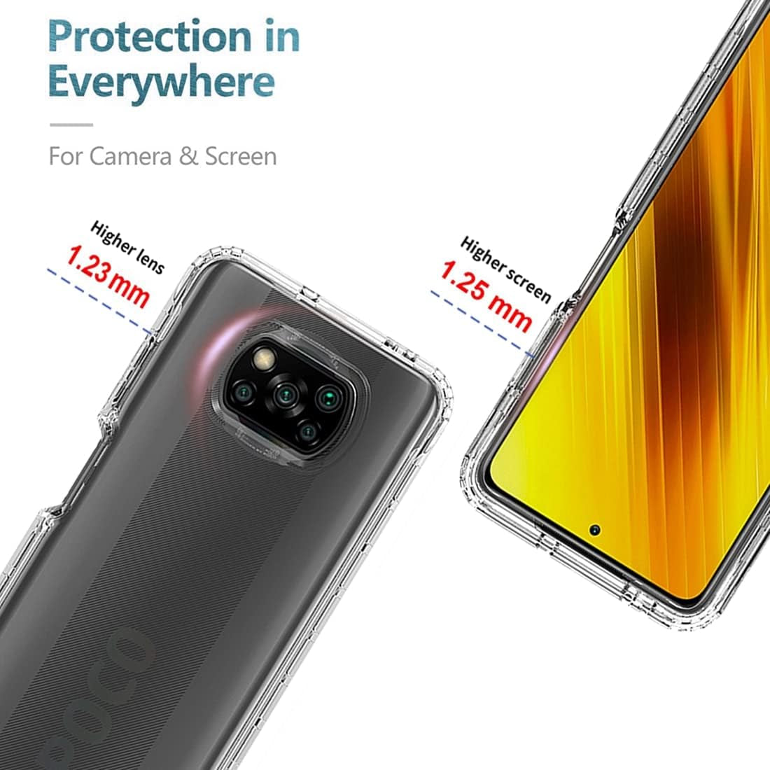 Zoeirc Case for Poco X3 Nfc/Poco X3 Pro/Poco X3 Case with Tempered Glass Screen Protector, Soft 360 Full Body Shockproof Hybrid Bumper Crystal Clear Case Cover for Xiaomi Poco X3 NFC (Clear)  Zoeirc   