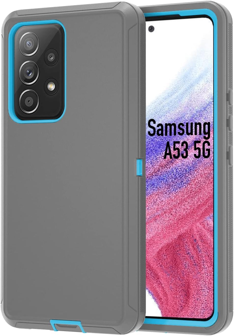 Case for Galaxy A53 5G,Samsung A53 Heavy Duty Case[ with Clip][Shockproof] [Dropproof] [Dust-Proof], Case for Samsung Galaxy A53(Gray/Skyblue)  muitq   