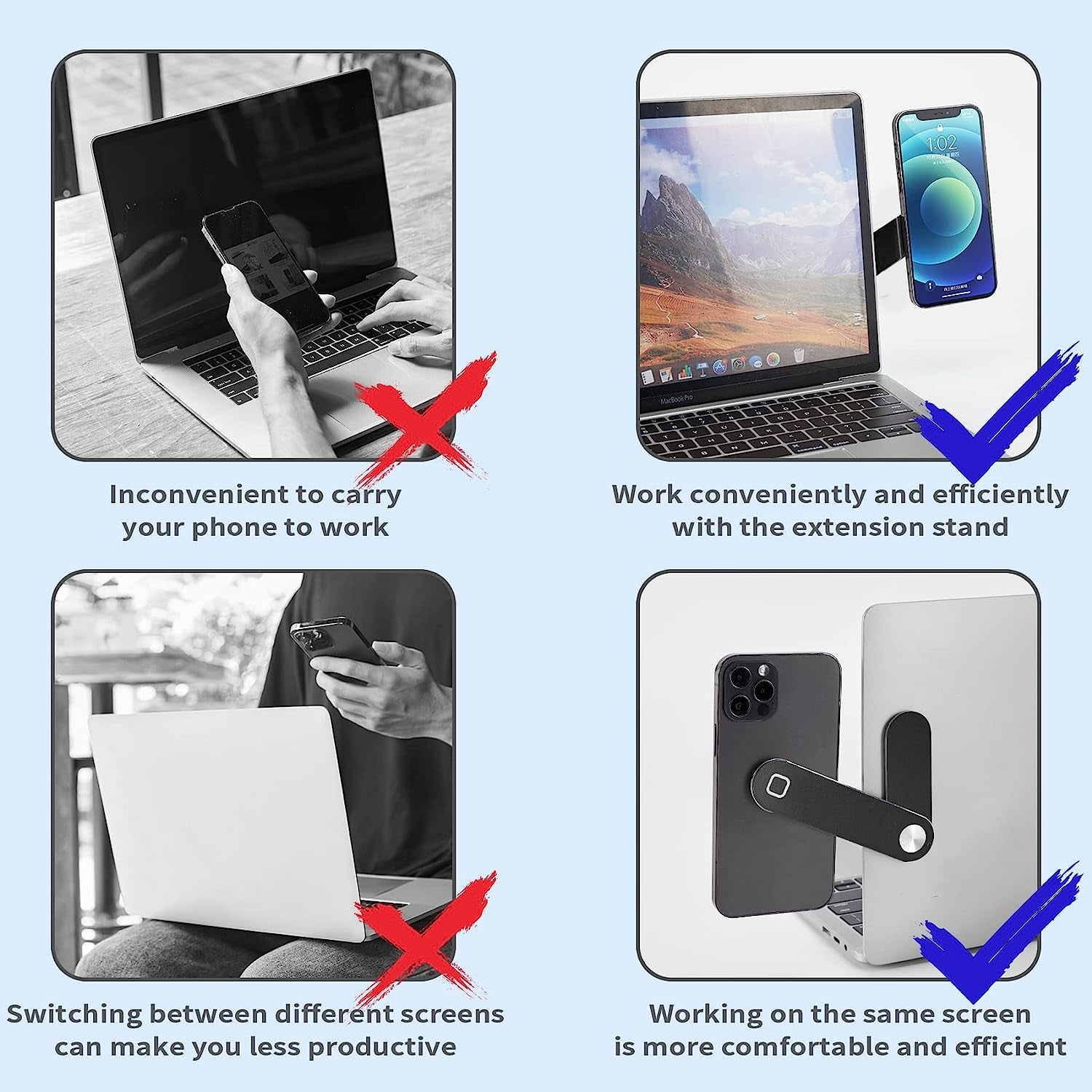 Omnpak Laptop Phone Holder, Adjustable Magnetic Phone Expansion Bracket，Foldable Portable Side Mount Clip, Laptop Stand for Smartphone  Omnpak   