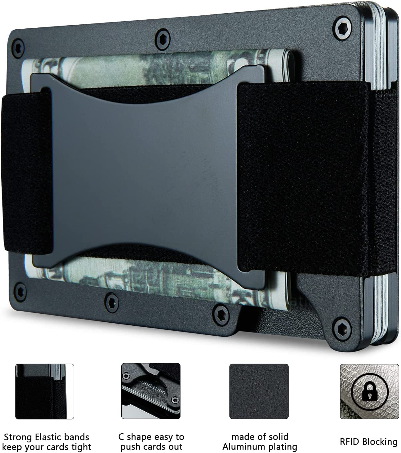 Medrega Money Clip Wallet, Metal Wallet, Minimalist Slim Wallet for Men, Credit Card Holder, Compact Edc Wallet Gift for Men  Medrega   