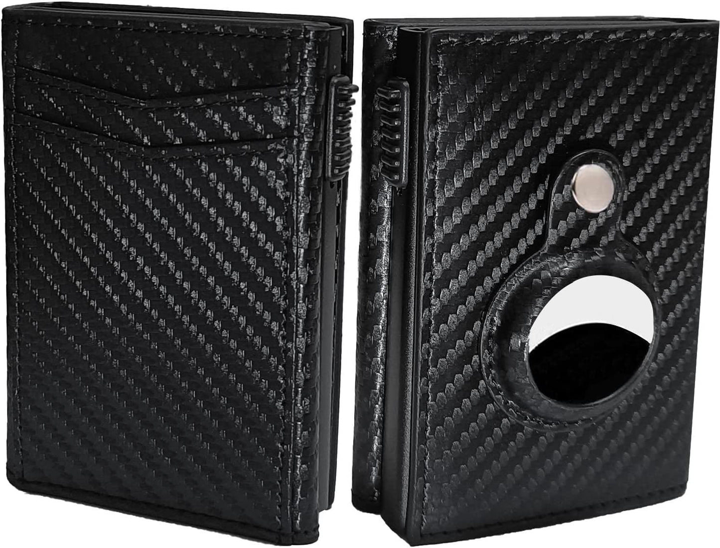 Airtag Wallet Pop up Smart Wallet with Front Pocket RFID Blocking Credit Card Holder with Money Clip Slim Trackable Wallet for Men (Carbon Fiber Leather)  CJGMT   