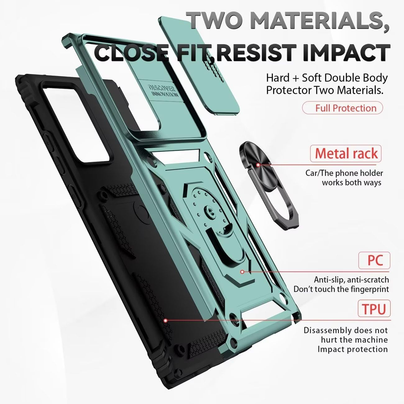 Yodueiv for Galaxy Note 20 Ultra Case, Samsung Note 20 Ultra SM-N986U Case with Tempered Glass Screen Protector and Slide Camera Cover, Car Mount Holder Cover for Samsung Galaxy Note 20 Ultra 5G Green  Yodueiv   