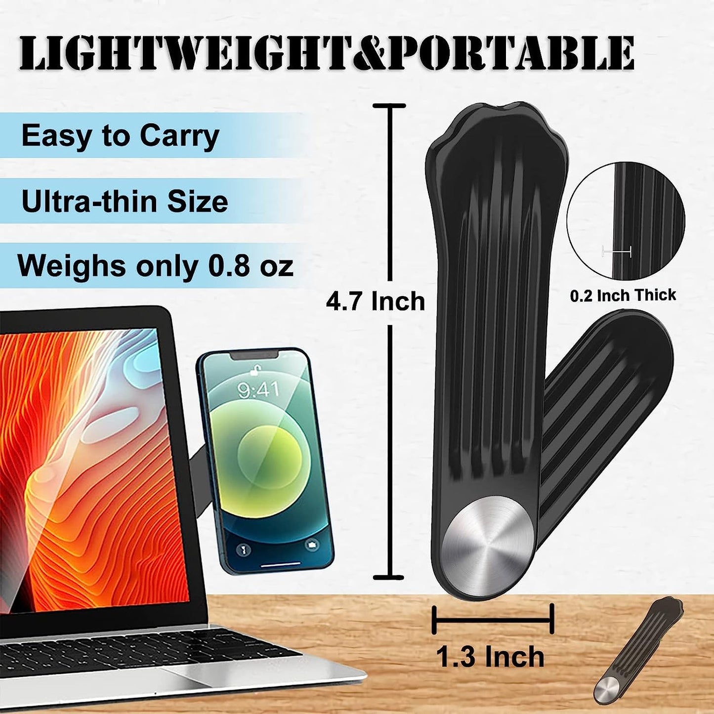 Monring Kitty Paw Laptop Phone Holder,Slim Magnetic Adjustable Cell Phone Stand,Universal Laptop Phone Mount for Monitor Top/Side, Black, 4.7X1.3X0.2 Inch  Monring   