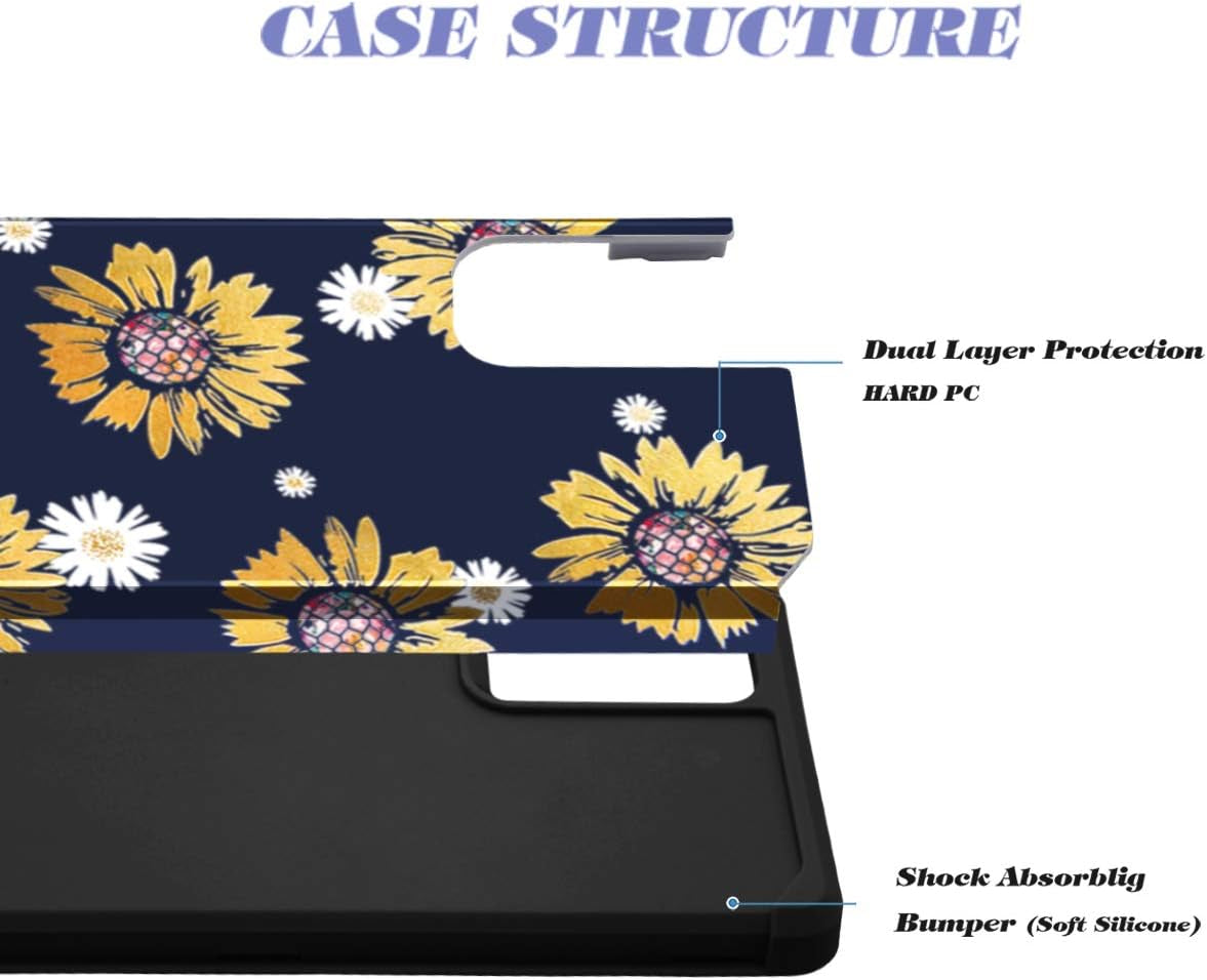 Casewind Samsung Note 20 Case, Samsung Galaxy Note 20 Case Sunflower Shiny 2 in 1 Hard PC & Soft Silicone Hybrid Shockproof Anti-Scratch Rugged Bumper Protective Cover Galaxy Note 20 Case 5G,Navy Blue  Casewind   