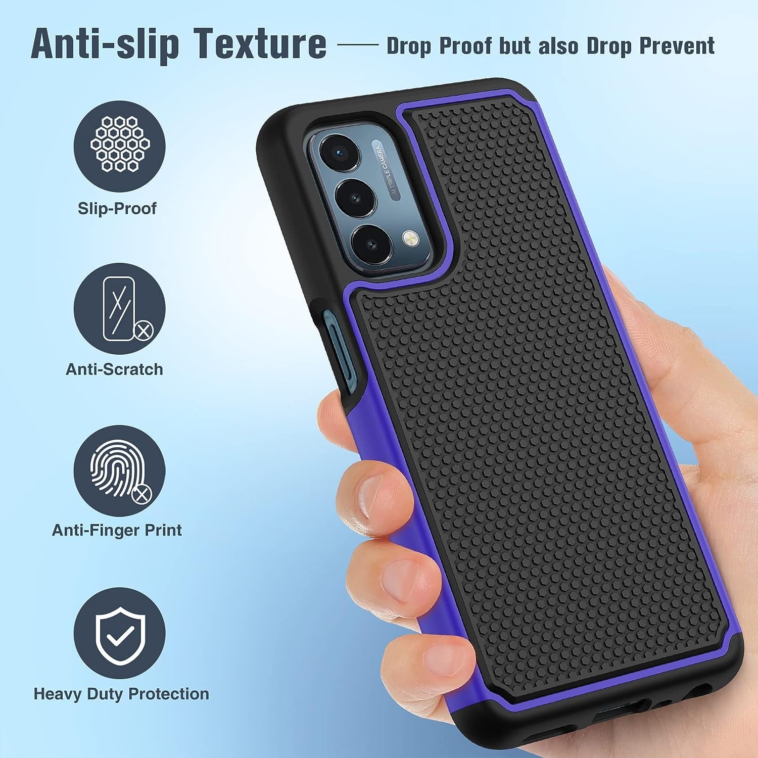 JXVM for Oneplus Nord N200 5G Case: Dual Layer Protective Heavy Duty Cell Phone Cover Shockproof Rugged with Non Slip Textured Back - Military Protection Bumper - 6.49Inch (Black Blue)  binghexin   