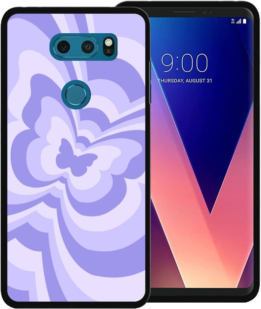 Zaztify Phone Case for LG V30/V30S Thinq/V35 Thinq/V30S+ Thinq/V35+ Thinq/V30+, Purple Butterfly Swirl Incline Coffee Latte Valentine Color Block Shockproof Protective Thin Soft Cover Shell  zaztify   