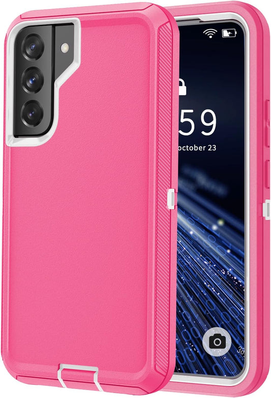 SZFIRSTEY Case for Galaxy S22 Plus, Drop Protection Rugged Shockproof Military Protective Bumper Phone Cover Armor Heavy Duty for Samsung Galaxy S22 plus (Hot Pink/White)  SZFIRSTEY   