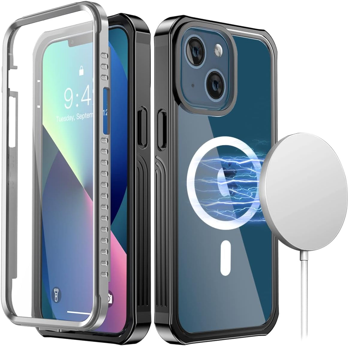 Aicase for Iphone 13 Mini Case with Magsafe Support Full Body Rugged with Built-In 9H Tempered Glass Screen Protector Heavy Duty Protection Shockproof Cover for Iphone 13 Mini Case 5.4"  AICase   