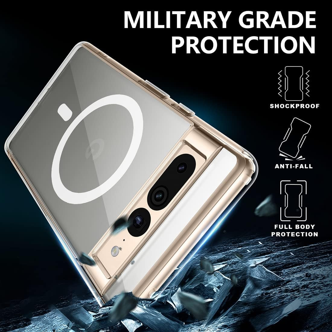 TIANNIUKE Magnetic Case for Google Pixel 7 Pro, Transparent and Yellow Resistant,Compatible with Magsafe,Slim Fit Shockproof Protective Phone Case for Pixel 7 Pro Case (2022) (Clear)  TIANNIUKE   